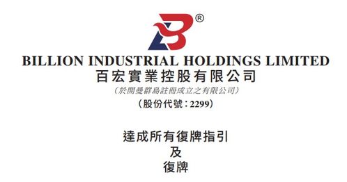 百宏實業 02299 ,來自福建泉州晉江,今復牌